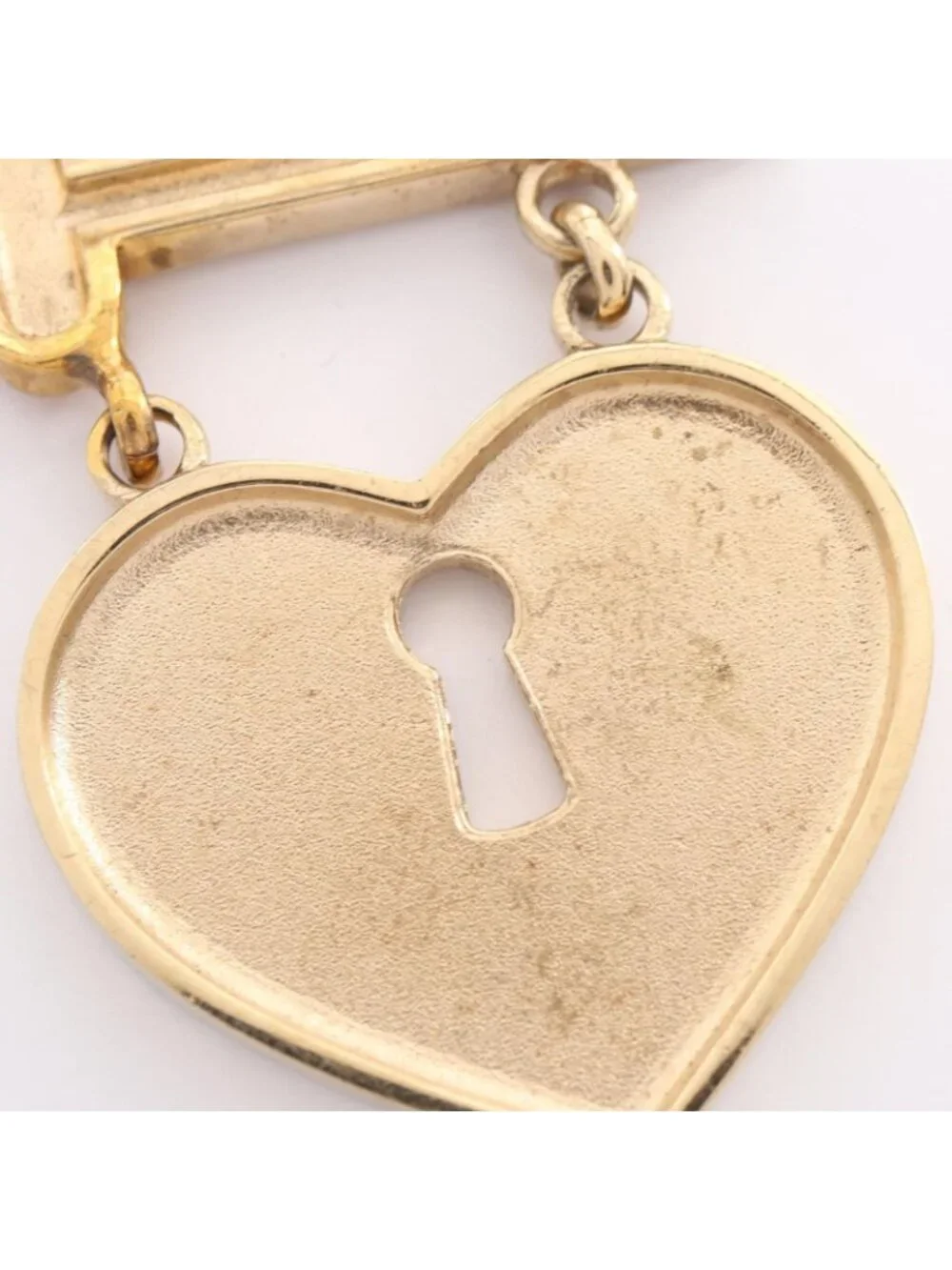 Chanel Brooch CC Logo Heart Lock Gold
